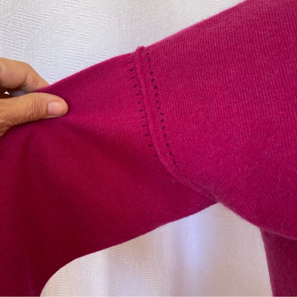Pure cashmere 2ply Sm crewneck long sleeve dark pink - Picture 4 of 7